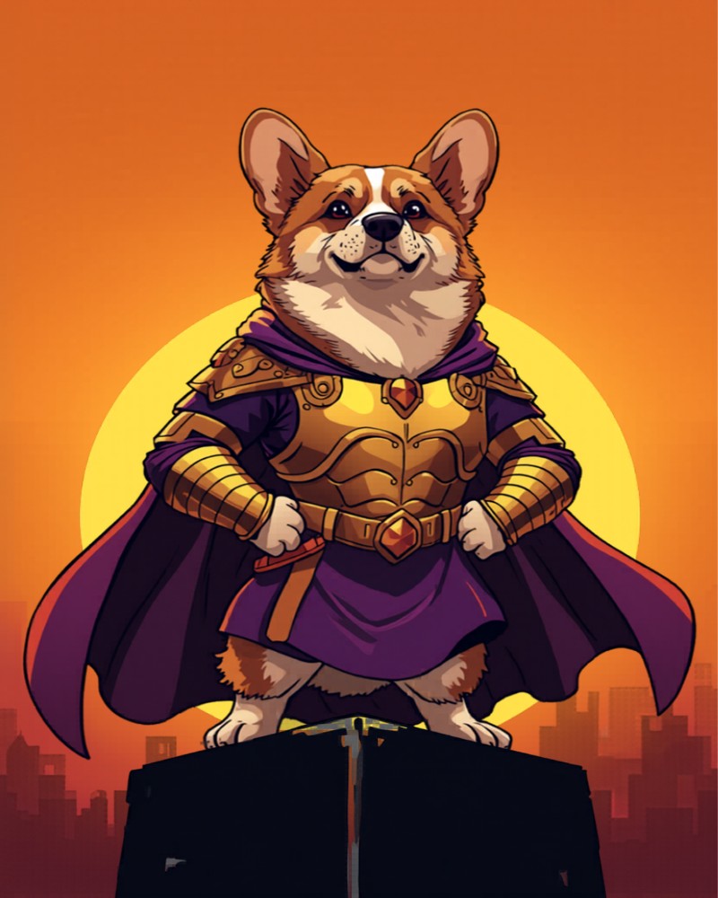 Bella the Corgi - Superhero Portrait