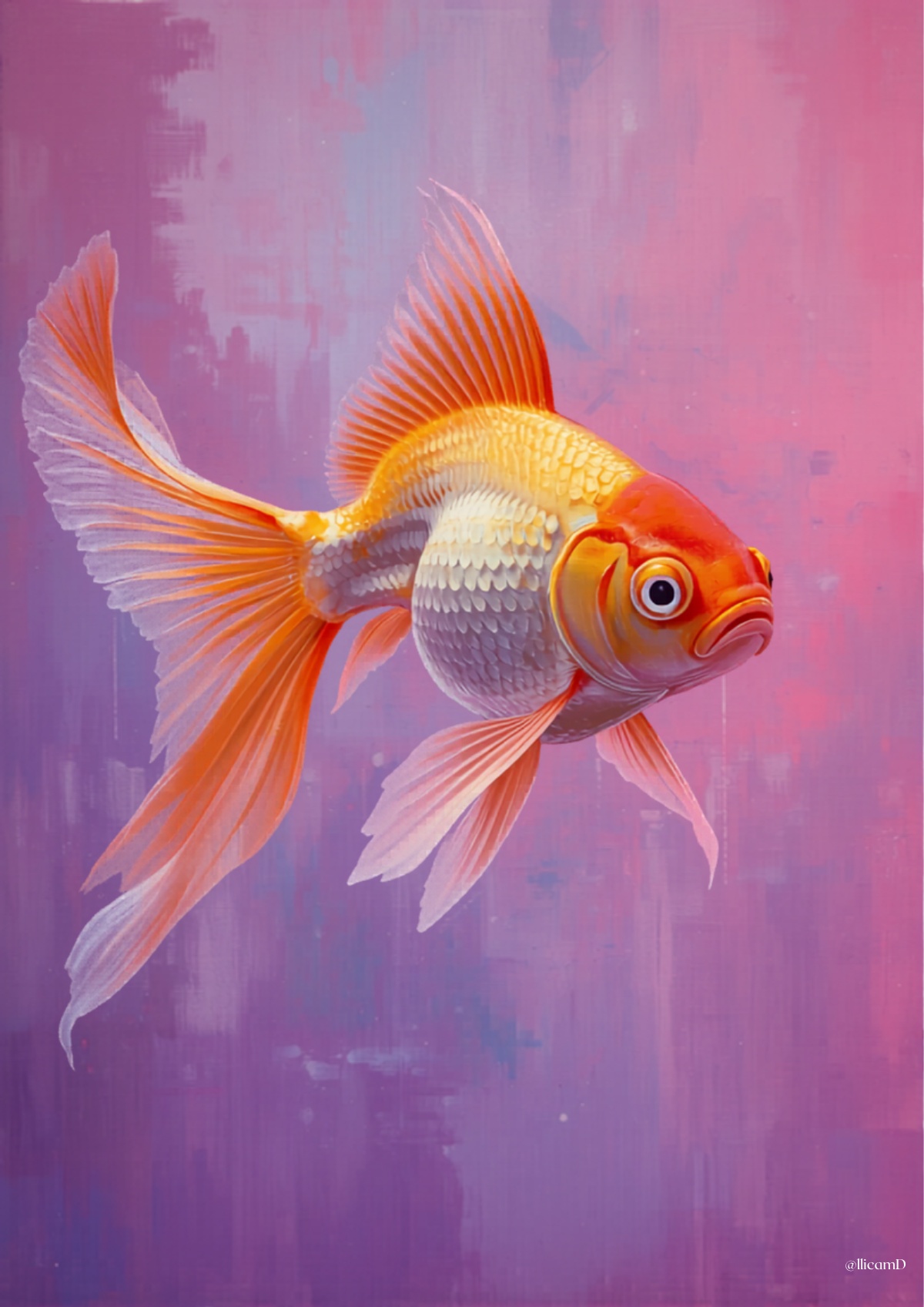 Bubbles the Goldfish - Vaporwave Oil Portrait