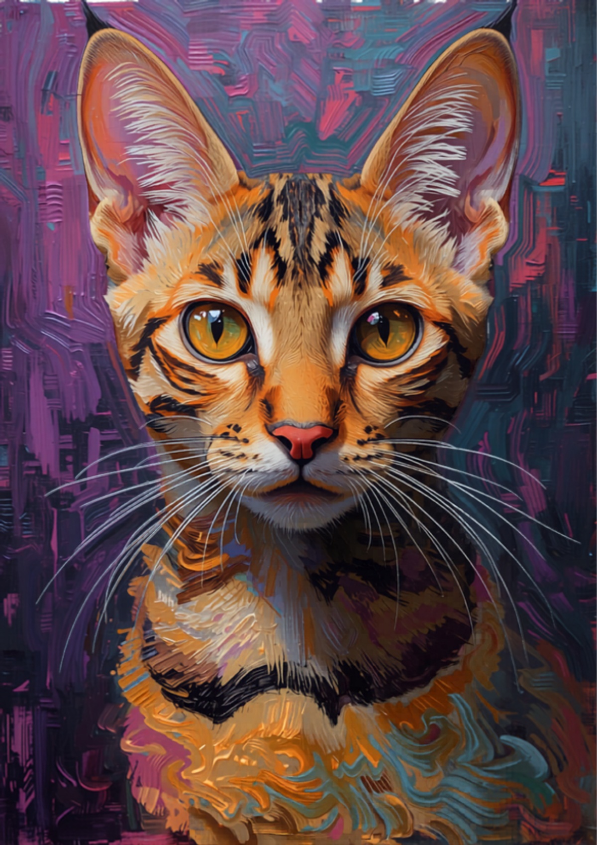 Cleo the Bengal Cat - Psychedelic Oil Portrait