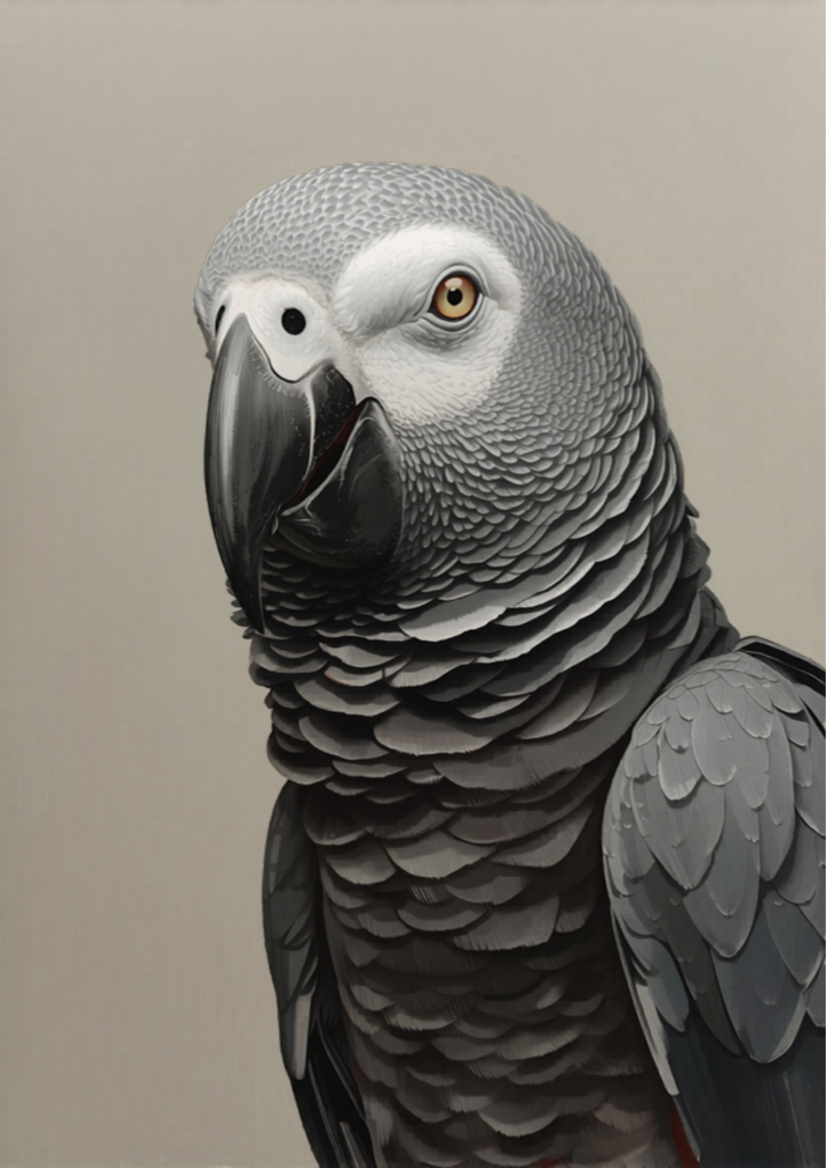 Echo the African Grey - Oil Painted Pet Art Portrait