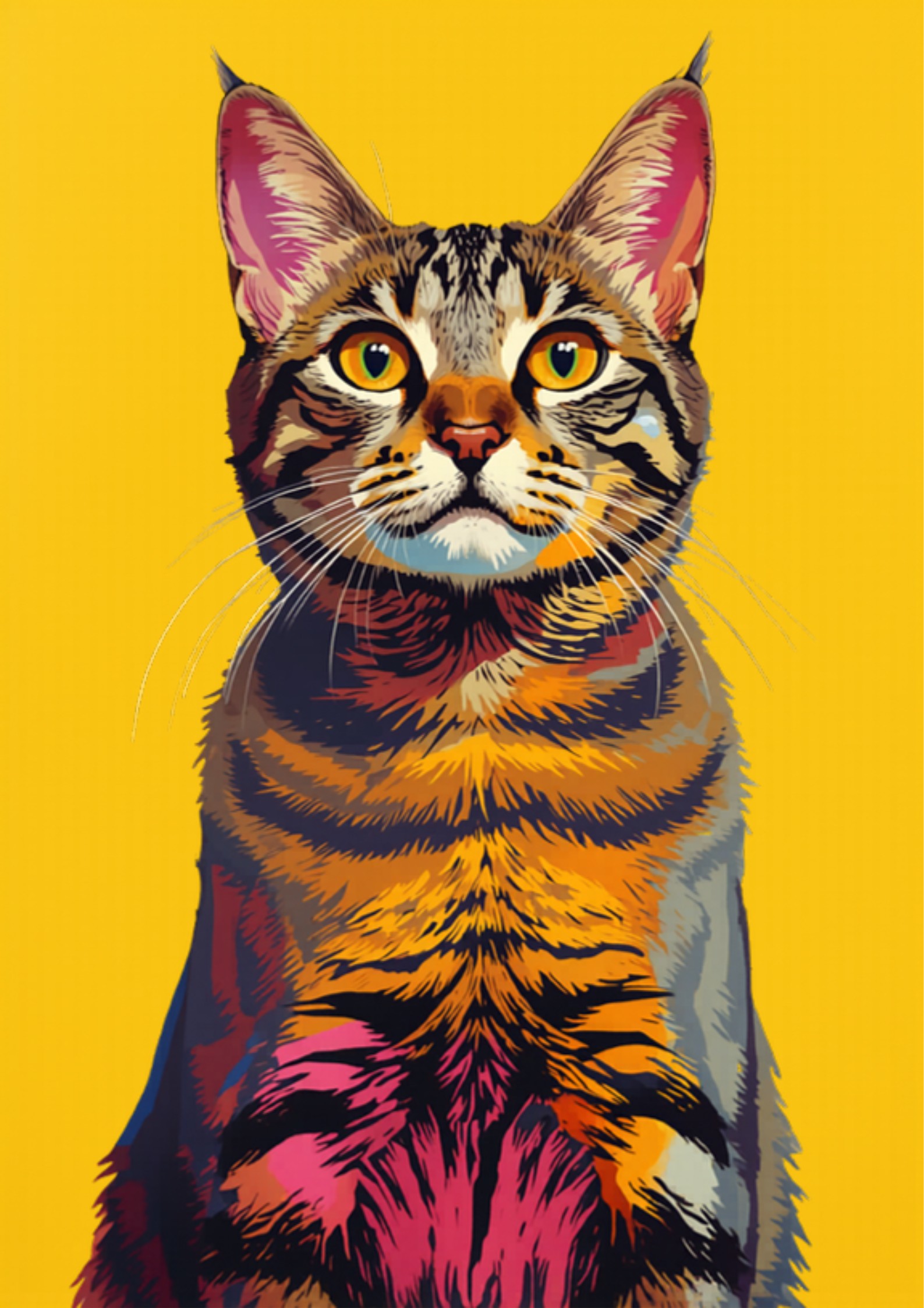 Felix the Tabby Cat - Pop Art Oil Portrait