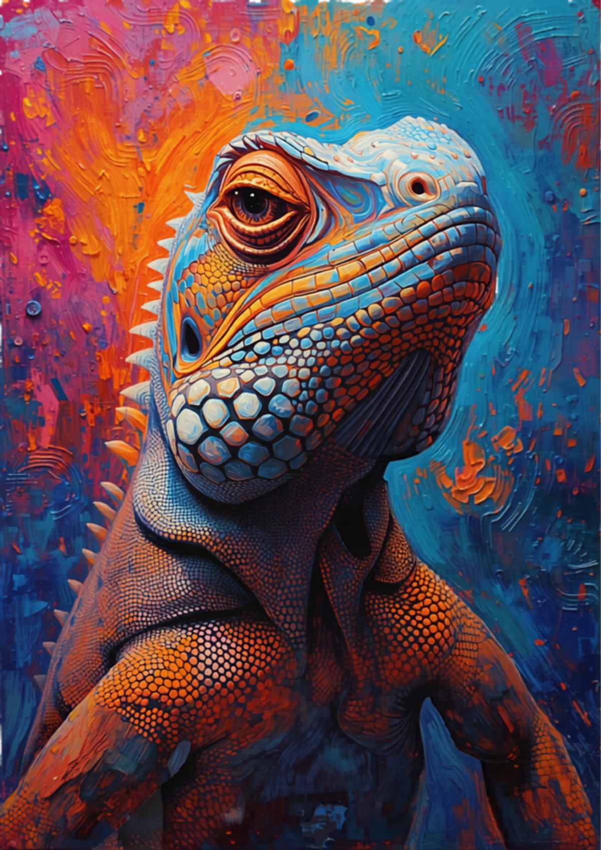 Iggy the Iguana - Psychedelic Oil Portrait