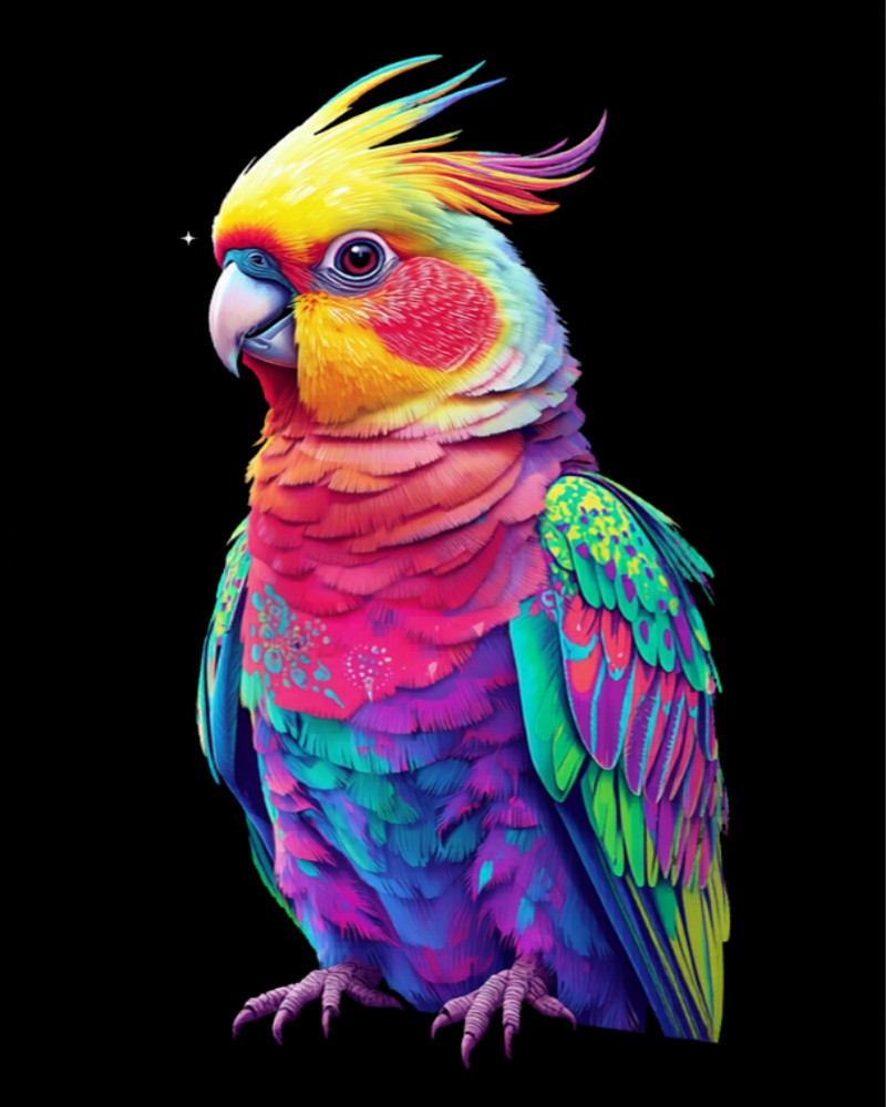 Mango the Cockatiel - Psychedelic Portrait