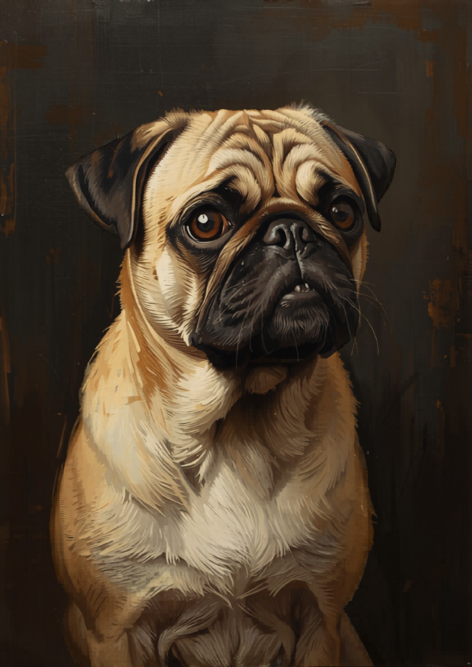 Winston the Pug - Oil Painted Pet Art Portrait